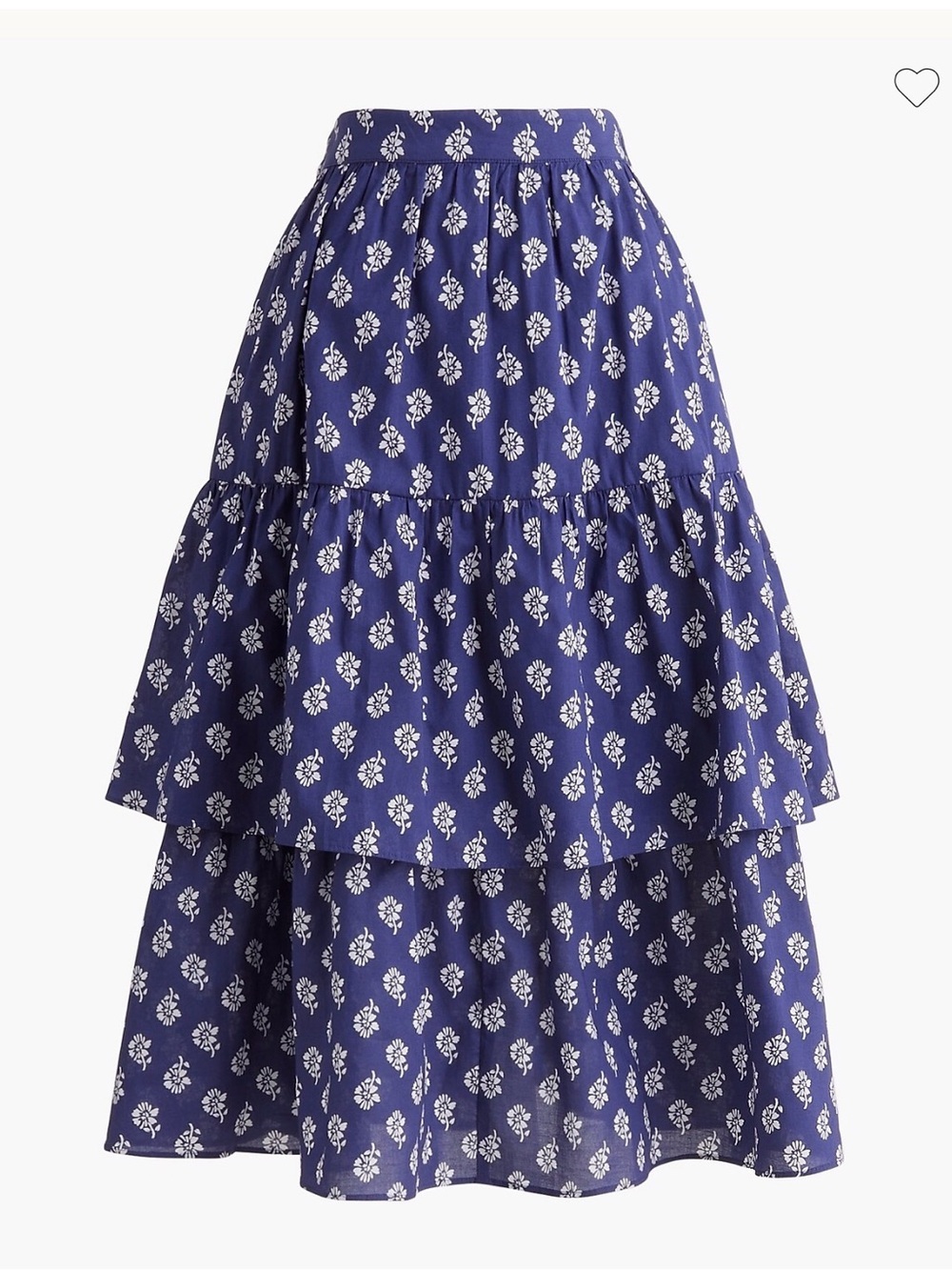 J. Crew Royal Blue Floral Tiered Midi Skirt size S